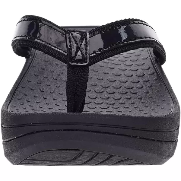 imageWHITIN Womens Platform Flip Flops with Arch Support  Deep Heel Cup  Soft Toe Post Wedge SandalsC31  Pu Black