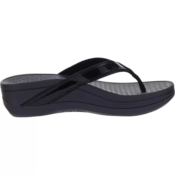 imageWHITIN Womens Platform Flip Flops with Arch Support  Deep Heel Cup  Soft Toe Post Wedge SandalsC31  Pu Black