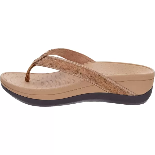 imageWHITIN Womens Platform Flip Flops with Arch Support  Deep Heel Cup  Soft Toe Post Wedge SandalsC31  Pu Gold