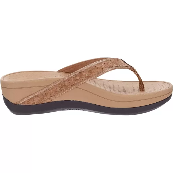 imageWHITIN Womens Platform Flip Flops with Arch Support  Deep Heel Cup  Soft Toe Post Wedge SandalsC31  Pu Gold