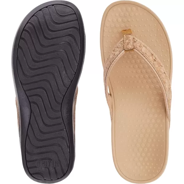 imageWHITIN Womens Platform Flip Flops with Arch Support  Deep Heel Cup  Soft Toe Post Wedge SandalsC31  Pu Gold
