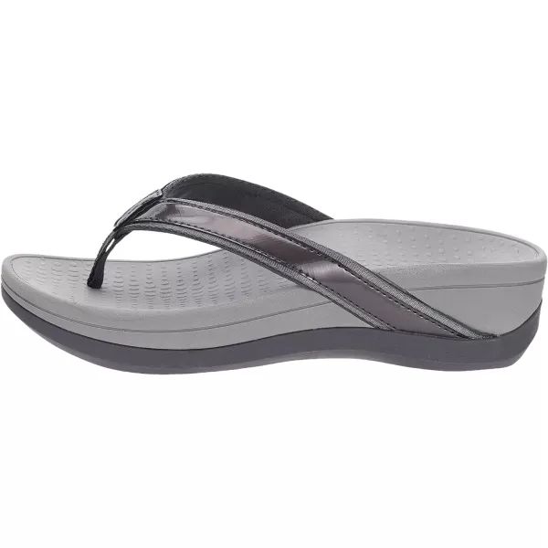 imageWHITIN Womens Platform Flip Flops with Arch Support  Deep Heel Cup  Soft Toe Post Wedge SandalsC31  Pu Pewter