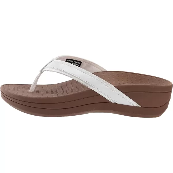 imageWHITIN Womens Platform Flip Flops with Arch Support  Deep Heel Cup  Soft Toe Post Wedge SandalsC31  Pu White