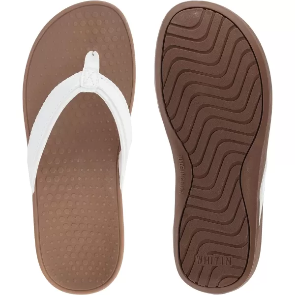 imageWHITIN Womens Platform Flip Flops with Arch Support  Deep Heel Cup  Soft Toe Post Wedge SandalsC31  Pu White