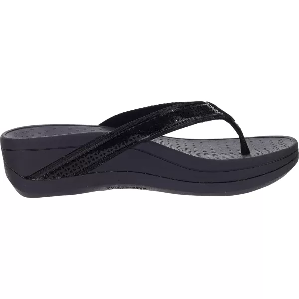 imageWHITIN Womens Platform Flip Flops with Arch Support  Deep Heel Cup  Soft Toe Post Wedge SandalsC32  Perforated Black