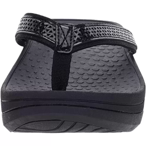 imageWHITIN Womens Platform Flip Flops with Arch Support  Deep Heel Cup  Soft Toe Post Wedge SandalsC32  Perforated Black
