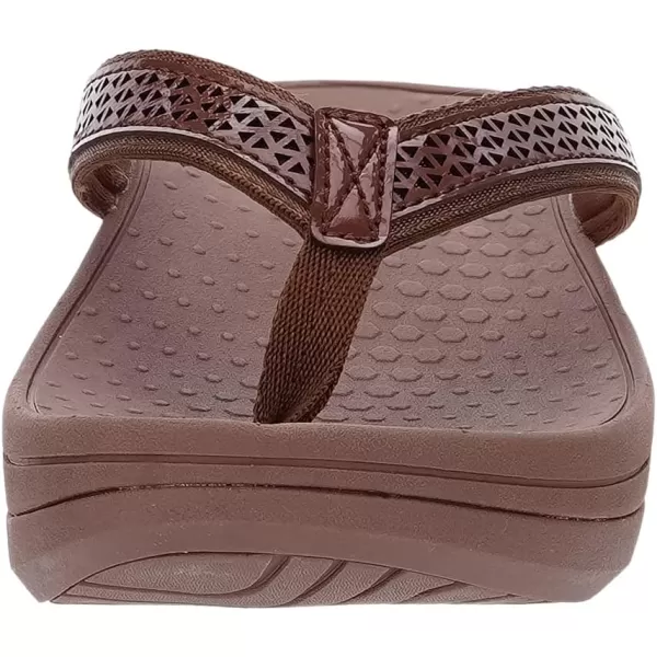 imageWHITIN Womens Platform Flip Flops with Arch Support  Deep Heel Cup  Soft Toe Post Wedge SandalsC32  Perforated Brown