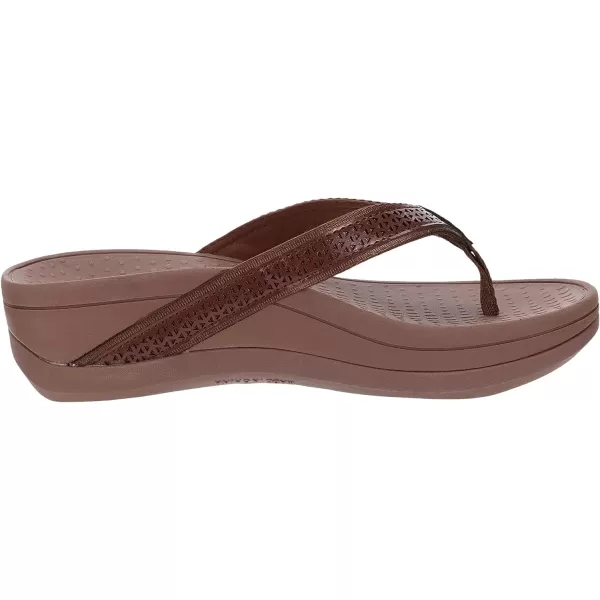 imageWHITIN Womens Platform Flip Flops with Arch Support  Deep Heel Cup  Soft Toe Post Wedge SandalsC32  Perforated Brown