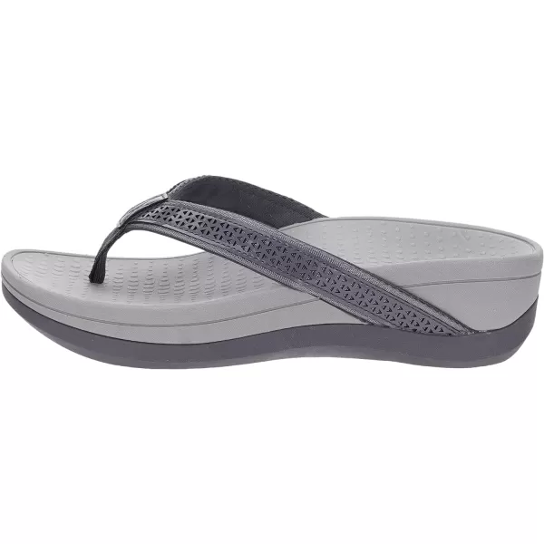 imageWHITIN Womens Platform Flip Flops with Arch Support  Deep Heel Cup  Soft Toe Post Wedge SandalsC32  Perforated Grey