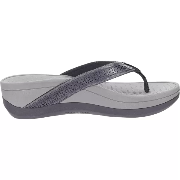 imageWHITIN Womens Platform Flip Flops with Arch Support  Deep Heel Cup  Soft Toe Post Wedge SandalsC32  Perforated Grey