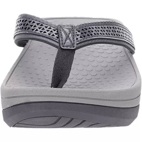 imageWHITIN Womens Platform Flip Flops with Arch Support  Deep Heel Cup  Soft Toe Post Wedge SandalsC32  Perforated Grey