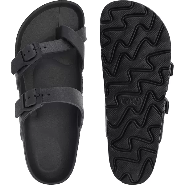 imageWHITIN Womens Platform Sandals Slides with Comfort Footbed  Adjustable Buckle  Ultra CushionBlack