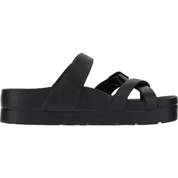 imageWHITIN Womens Platform Sandals Slides with Comfort Footbed  Adjustable Buckle  Ultra CushionBlack