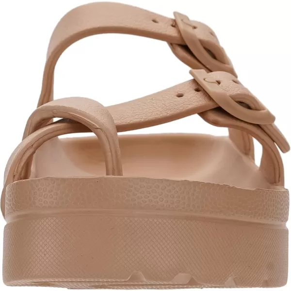 imageWHITIN Womens Platform Sandals Slides with Comfort Footbed  Adjustable Buckle  Ultra CushionBrown