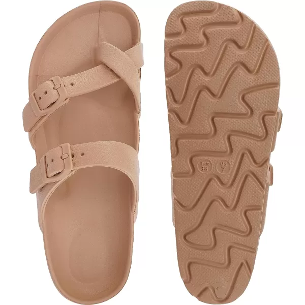 imageWHITIN Womens Platform Sandals Slides with Comfort Footbed  Adjustable Buckle  Ultra CushionBrown