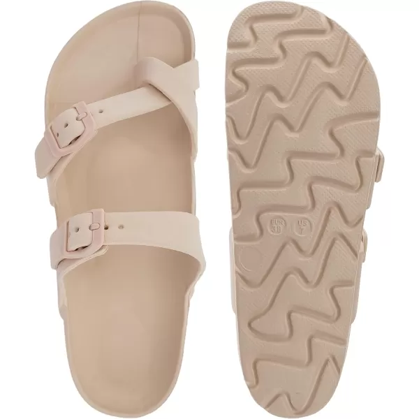 imageWHITIN Womens Platform Sandals Slides with Comfort Footbed  Adjustable Buckle  Ultra CushionKhaki