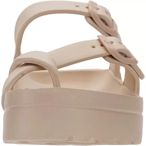 imageWHITIN Womens Platform Sandals Slides with Comfort Footbed  Adjustable Buckle  Ultra CushionKhaki