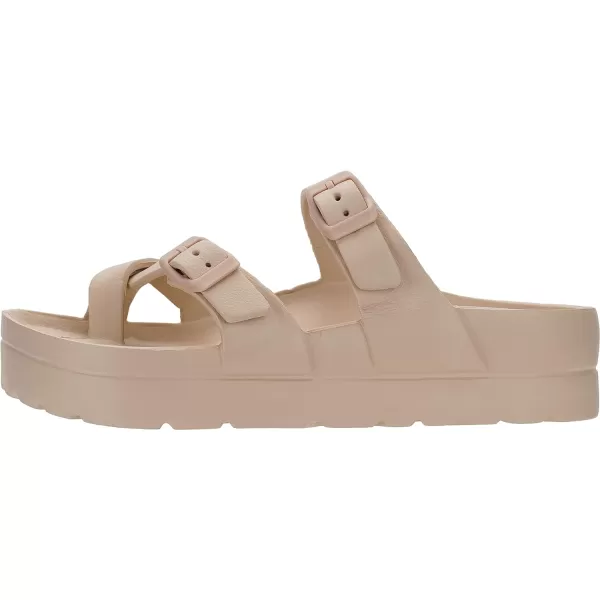 imageWHITIN Womens Platform Sandals Slides with Comfort Footbed  Adjustable Buckle  Ultra CushionKhaki