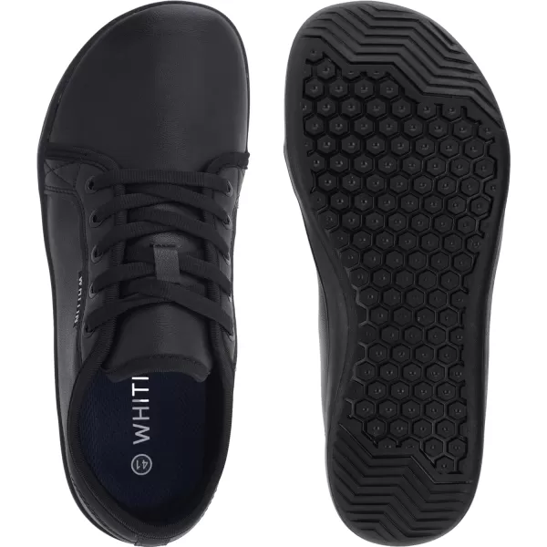 imageWHITIN Womens Wide Barefoot Shoes  Footloose Minimalist Style  Zero Drop Sole amp FlatW81v4 Microfiber Leather  All Black