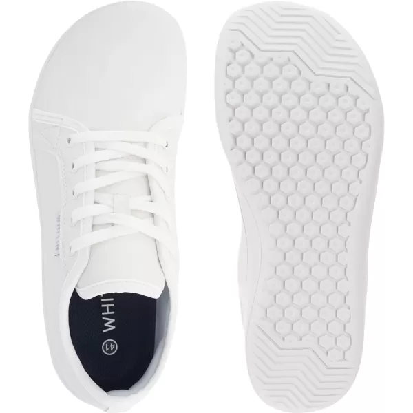 imageWHITIN Womens Wide Barefoot Shoes  Footloose Minimalist Style  Zero Drop Sole amp FlatW81v4 Microfiber Leather  All White