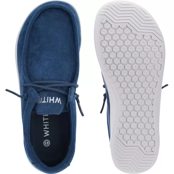 imageWHITIN Womens Wide Barefoot Shoes  Slipon Loafers  Zero Drop Sole  Step Into MinimalistW861 Corduroy  Navy Blue