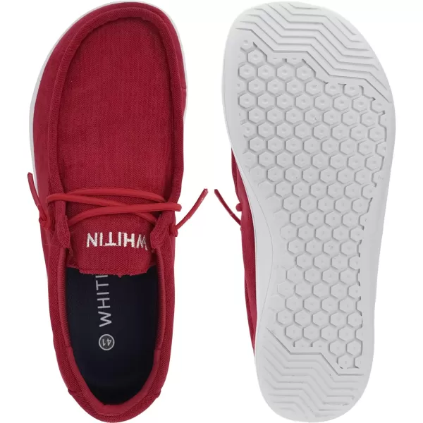 imageWHITIN Womens Wide Barefoot Shoes  Slipon Loafers  Zero Drop Sole  Step Into MinimalistW861 Corduroy  Red