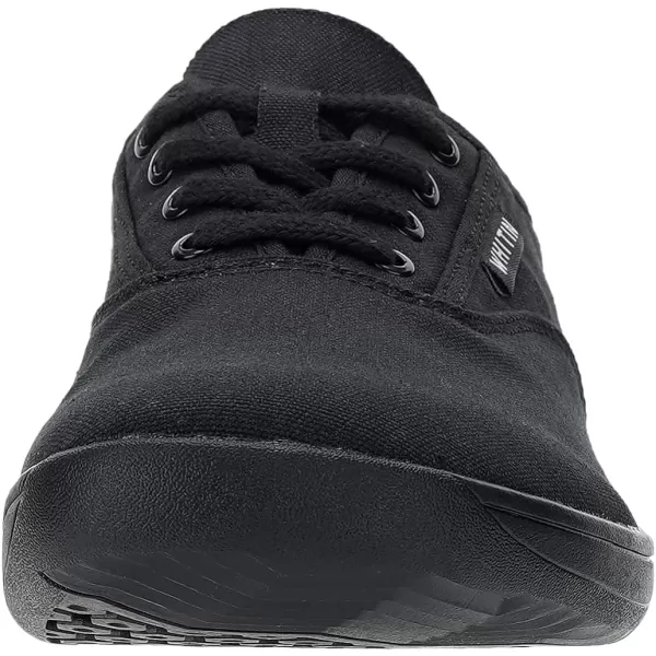 imageWHITIN Womens Wide Canvas Barefoot Shoes  Zero Drop Sole  Minimalist Casual SneakerW87  All Black