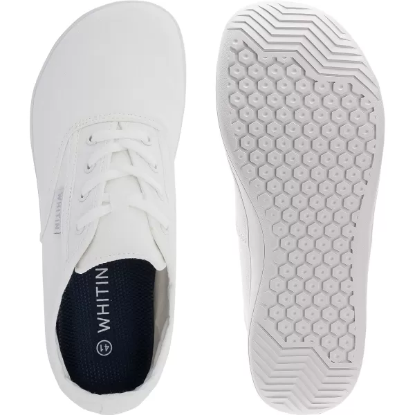 imageWHITIN Womens Wide Canvas Barefoot Shoes  Zero Drop Sole  Minimalist Casual SneakerW87  All White