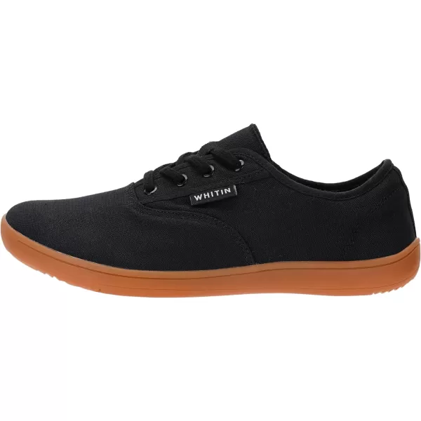 imageWHITIN Womens Wide Canvas Barefoot Shoes  Zero Drop Sole  Minimalist Casual SneakerW87  BlackGum