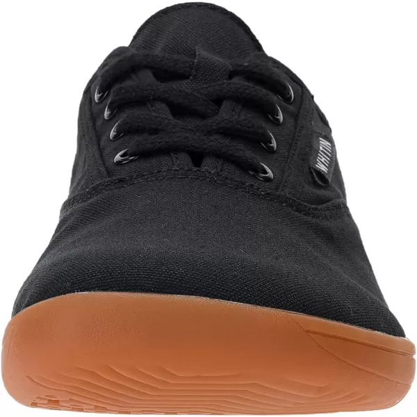imageWHITIN Womens Wide Canvas Barefoot Shoes  Zero Drop Sole  Minimalist Casual SneakerW87  BlackGum