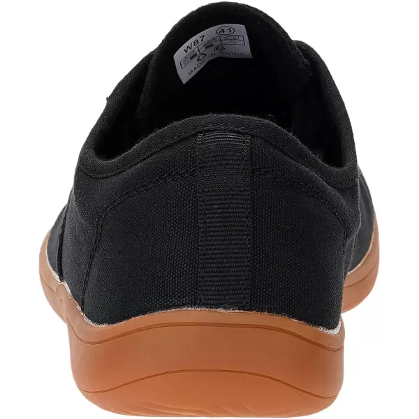imageWHITIN Womens Wide Canvas Barefoot Shoes  Zero Drop Sole  Minimalist Casual SneakerW87  BlackGum