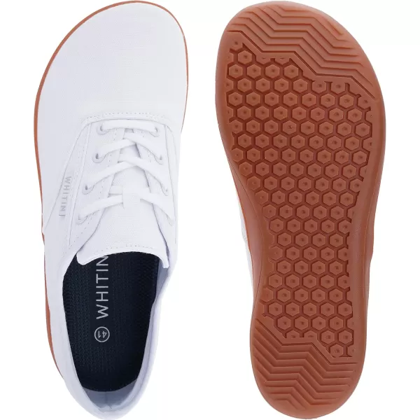 imageWHITIN Womens Wide Canvas Barefoot Shoes  Zero Drop Sole  Minimalist Casual SneakerW87  White Gum