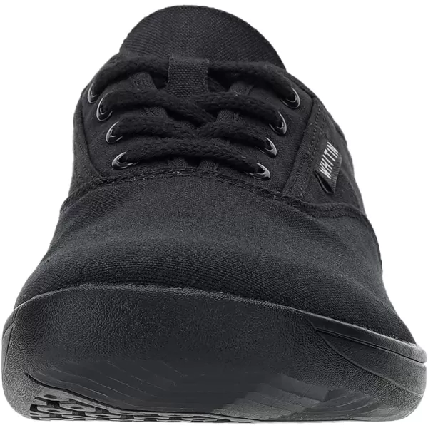 imageWHITIN Womens Wide Canvas Minimalist Barefoot Shoes  Zero Drop Sole  Casual SneakerNvblackblack2
