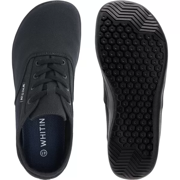 imageWHITIN Womens Wide Canvas Minimalist Barefoot Shoes  Zero Drop Sole  Casual SneakerNvblackblack2