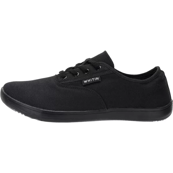 imageWHITIN Womens Wide Canvas Minimalist Barefoot Shoes  Zero Drop Sole  Casual SneakerNvblackblack2