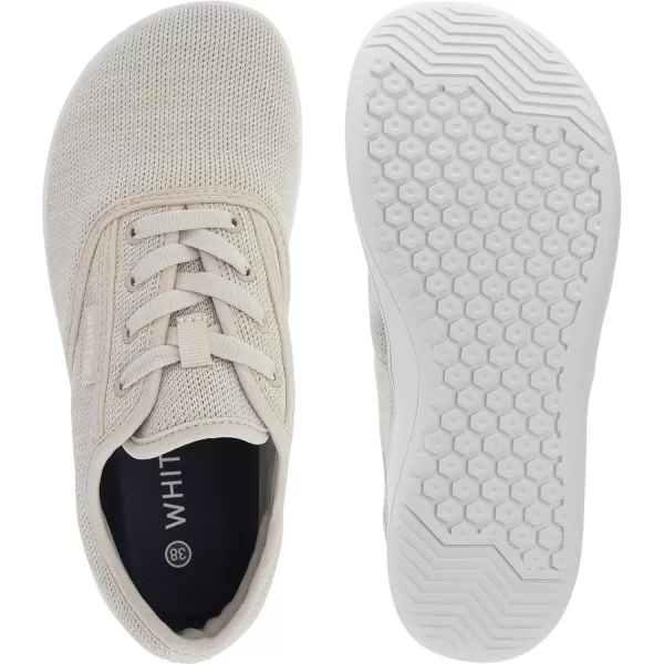 imageWHITIN Womens Wide Canvas Minimalist Barefoot Shoes  Zero Drop Sole  Casual SneakerW872  Beige Knit Upper