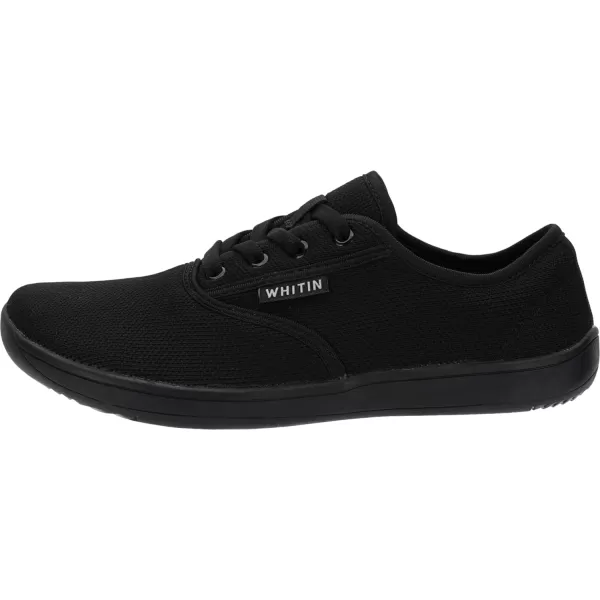 imageWHITIN Womens Wide Canvas Minimalist Barefoot Shoes  Zero Drop Sole  Casual SneakerW872  Black Knit Upper