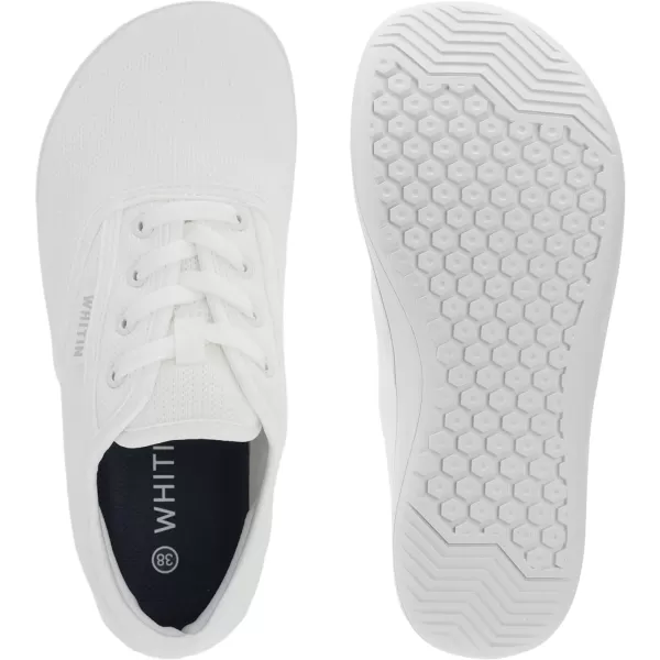 imageWHITIN Womens Wide Canvas Minimalist Barefoot Shoes  Zero Drop Sole  Casual SneakerW872  White Knit Upper