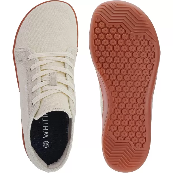 imageWHITIN Womens Wide Canvas Shoes  Minimalist Barefoot Sneakers  Classic Fit Low TopW81v2  Canvas Beige Gum