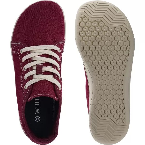 imageWHITIN Womens Wide Canvas Shoes  Minimalist Barefoot Sneakers  Classic Fit Low TopW81v2  Canvas Red Beige