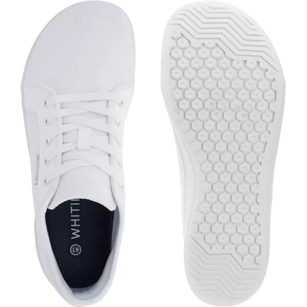 imageWHITIN Womens Wide Canvas Shoes  Minimalist Barefoot Sneakers  Classic Fit Low TopW81v2  Canvas White