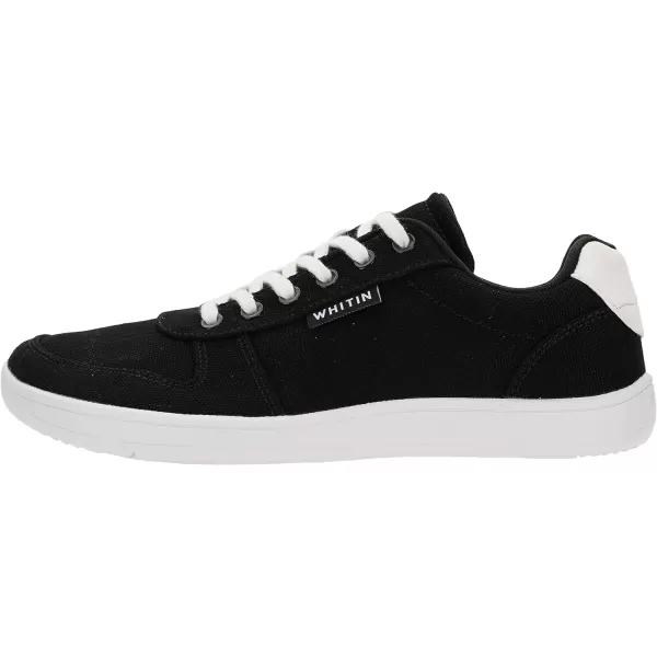 imageWHITIN Womens Wide Toe Box Barefoot Shoes  Canvas Minimalist SneakersW882  Black White