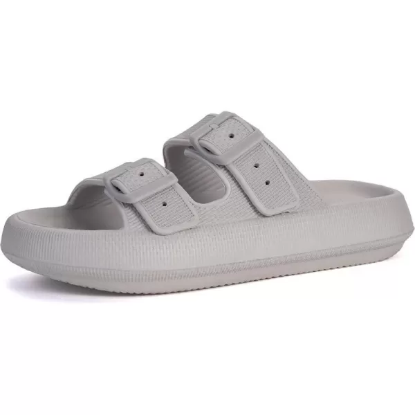 imageBRONAX Pillow Slippers for Women and Men  Adjustable Double Buckle Shower Slides  Cushioned Thick Sole SandalsY15  Dark Grey