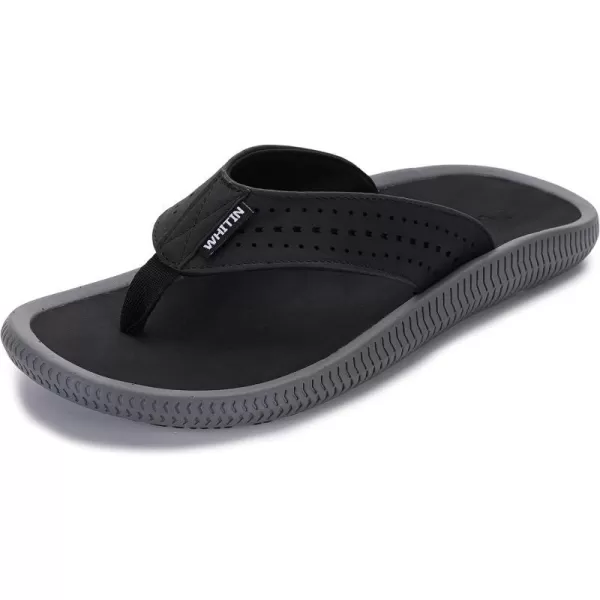 imageMens Arch Support Flip Flops Wide Toe Thong SandalBlack