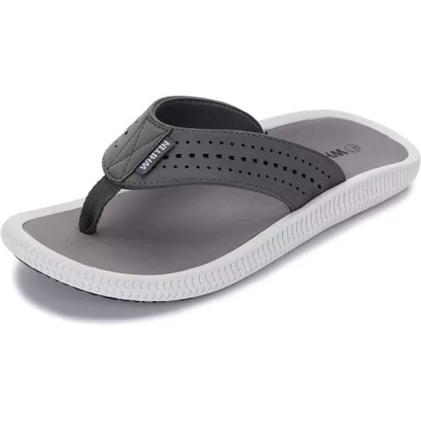 imageMens Arch Support Flip Flops Wide Toe Thong SandalDark Grey