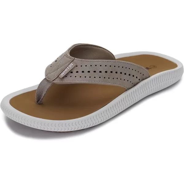 imageMens Arch Support Flip Flops Wide Toe Thong SandalKhaki