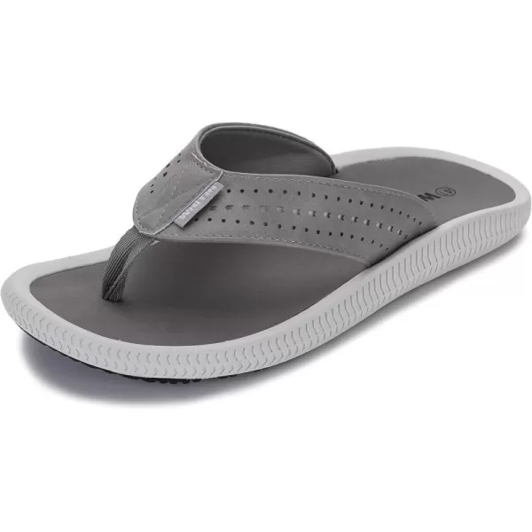 imageMens Arch Support Flip Flops Wide Toe Thong SandalLight Grey