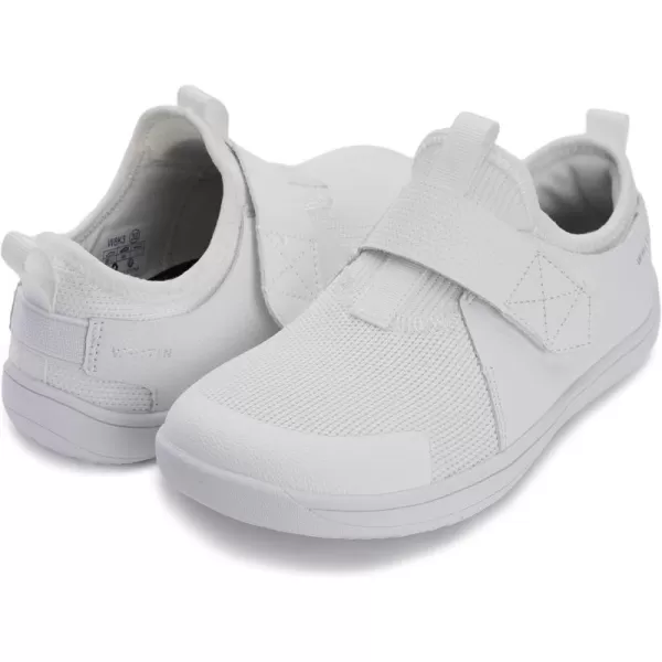 imageWHITIN LittleBig Kid Wide Width Barefoot Shoes  BoysGirls Minimalist Elastic Opening Sneakers  Flexible Zero Drop SoleW8k3  All White