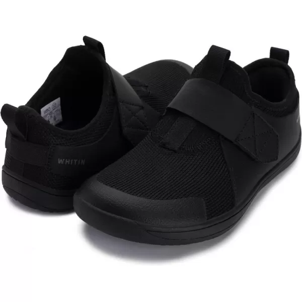 imageWHITIN LittleBig Kid Wide Width Barefoot Shoes  BoysGirls Minimalist Elastic Opening Sneakers  Flexible Zero Drop SoleW8k3  Black