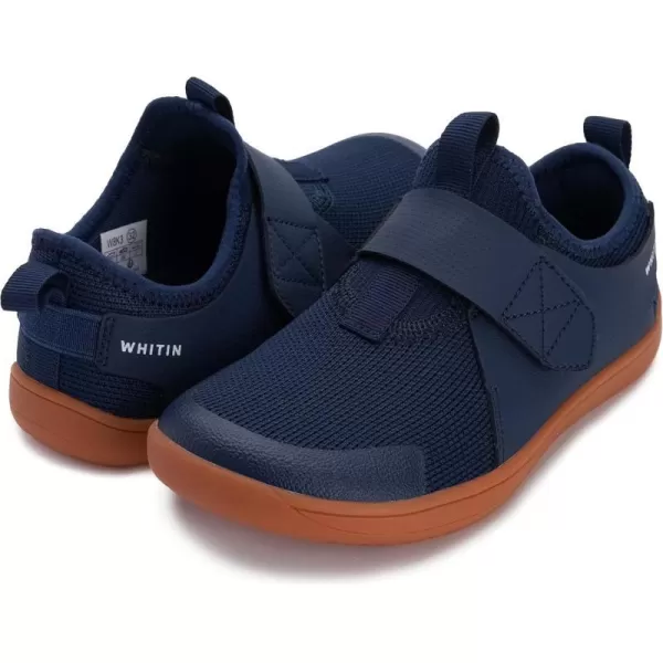 imageWHITIN LittleBig Kid Wide Width Barefoot Shoes  BoysGirls Minimalist Elastic Opening Sneakers  Flexible Zero Drop SoleW8k3  Navy Blue